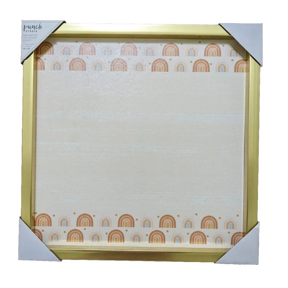 PUNCH STUDIO Magnetic Dry Erase Board 16X16" Wall Hanging Office Home Rainbow
